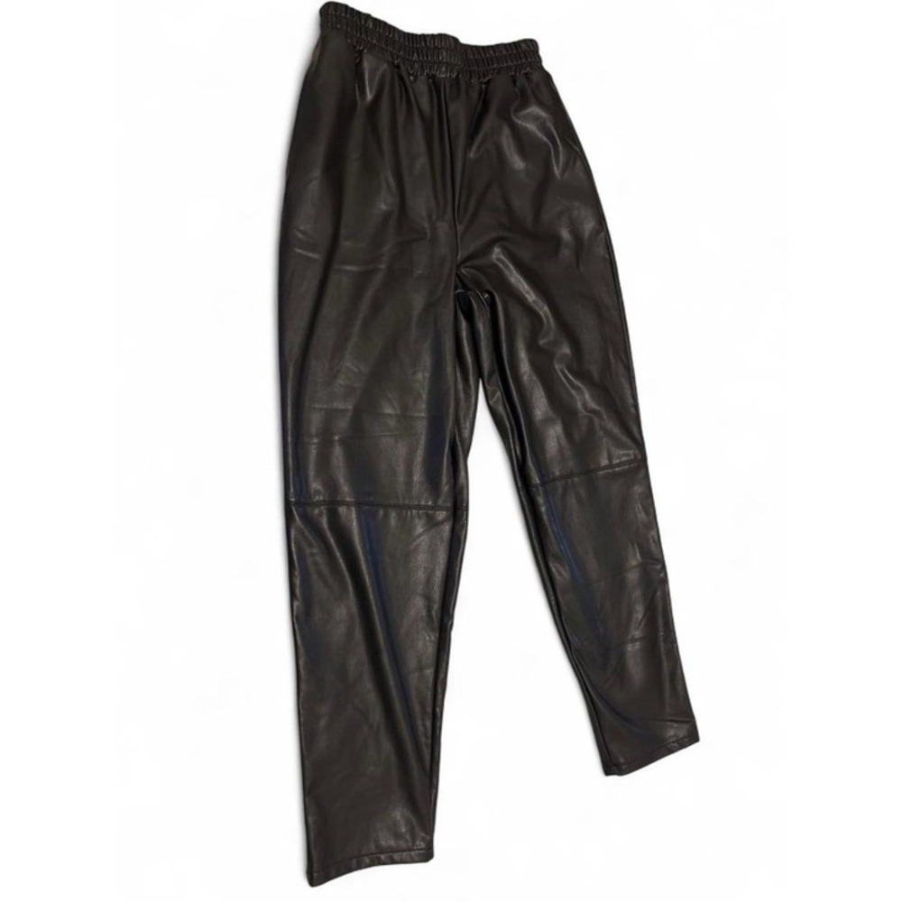 ASOS DESIGN Womens Faux Leather Joggers Black Elastic Waist Tapered Pants US 4‎